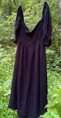 Entro Black Smocked Off-Shoulder Dress